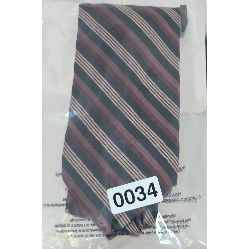 Calvin Klein Mens Tie Burgundy And Black Striped 100%‎ Silk 60